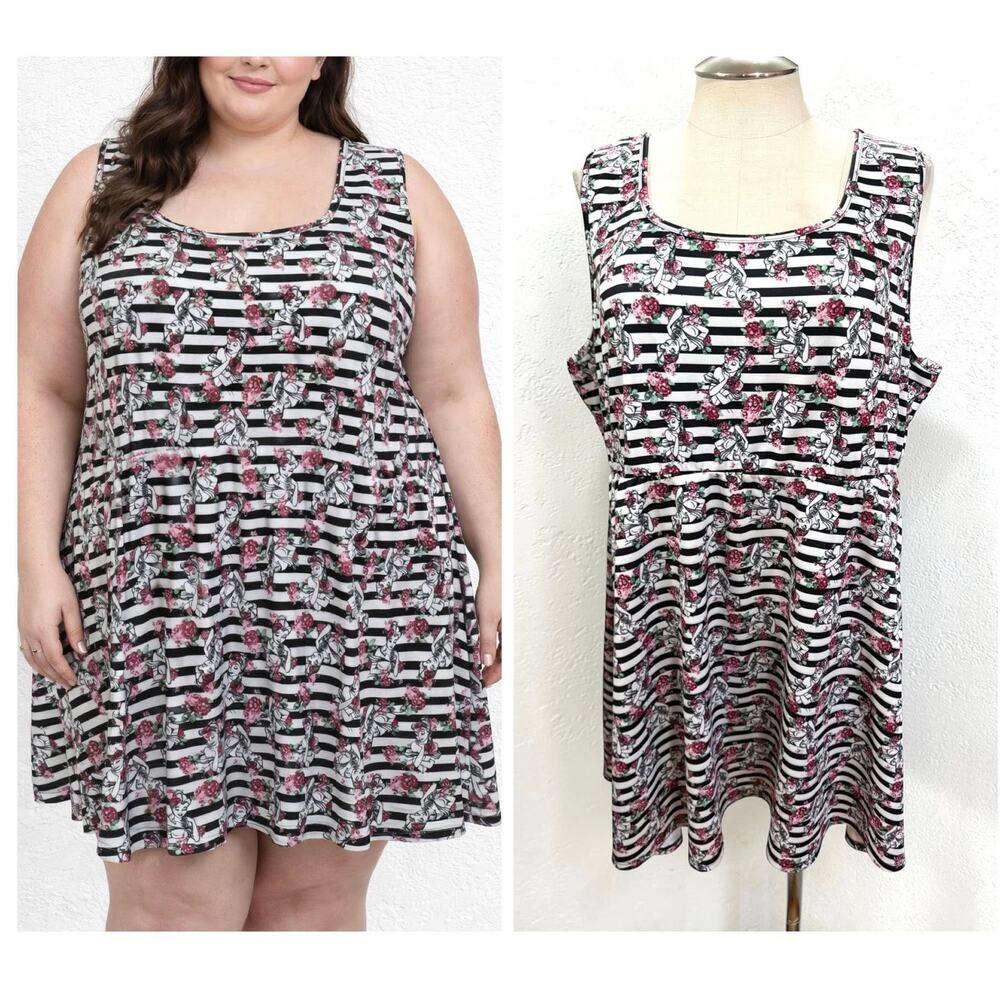 Torrid Plus Size 5 Disney Beauty and the Beast Roses Scuba Mini Tank Dress 5X